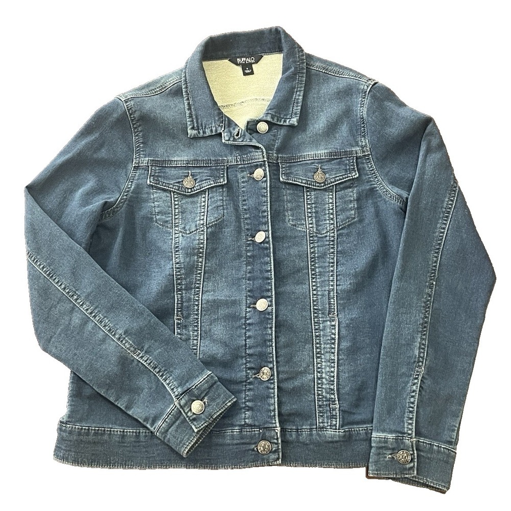 Buffalo David Bitton Women's‎ Denim Jacket Small Terry Lined Stretch Blue Casual